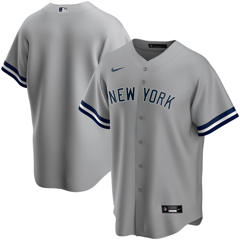 2020 MLB Men New York Yankees Nike Gray Road 2020 Replica Team Jersey 1
